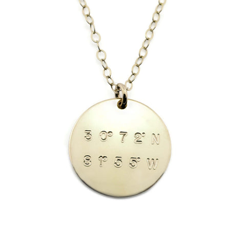 Latitude And Longitude Disc Necklace