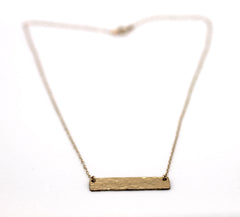 Gold Name Plate Necklace Hammered 1 1/4"