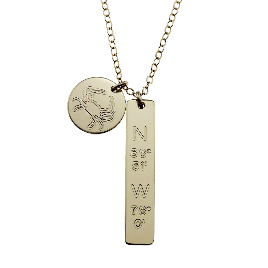 Bar And Disc Charm Necklace