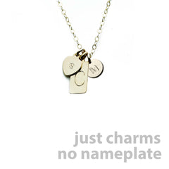 Gold Name Plate Necklace Custom Multi Charms