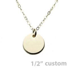 Gold Necklace Custom Disc - 1/2"
