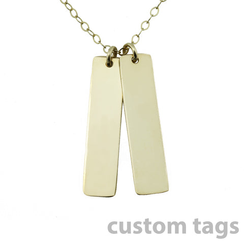 Gold Name Plate Necklace Custom Tags 1"
