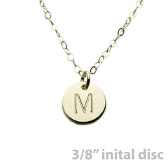 Gold Necklace Custom Initial Disc - 3/8"