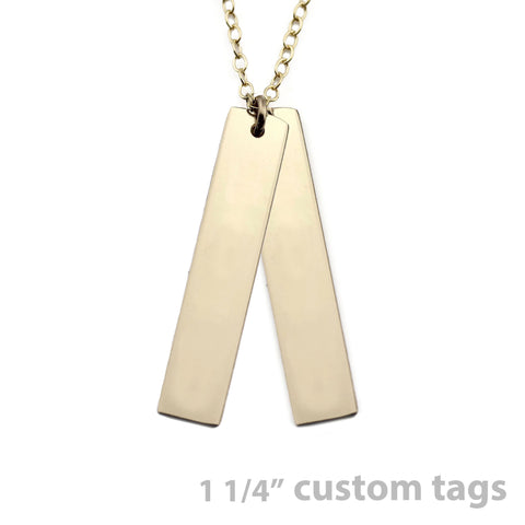 Gold Name Plate Necklace Custom Tags 1 1/4"