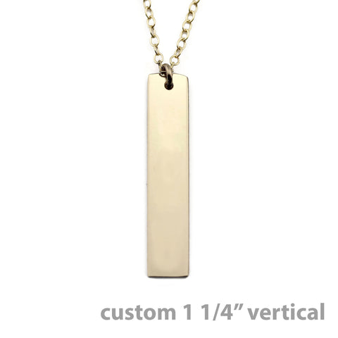 Gold Name Plate Necklace Custom Tag 1 1/4" Vertical