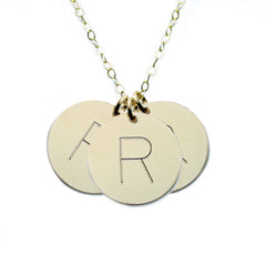 Gold Necklace Custom Initial Disc - 5/8"