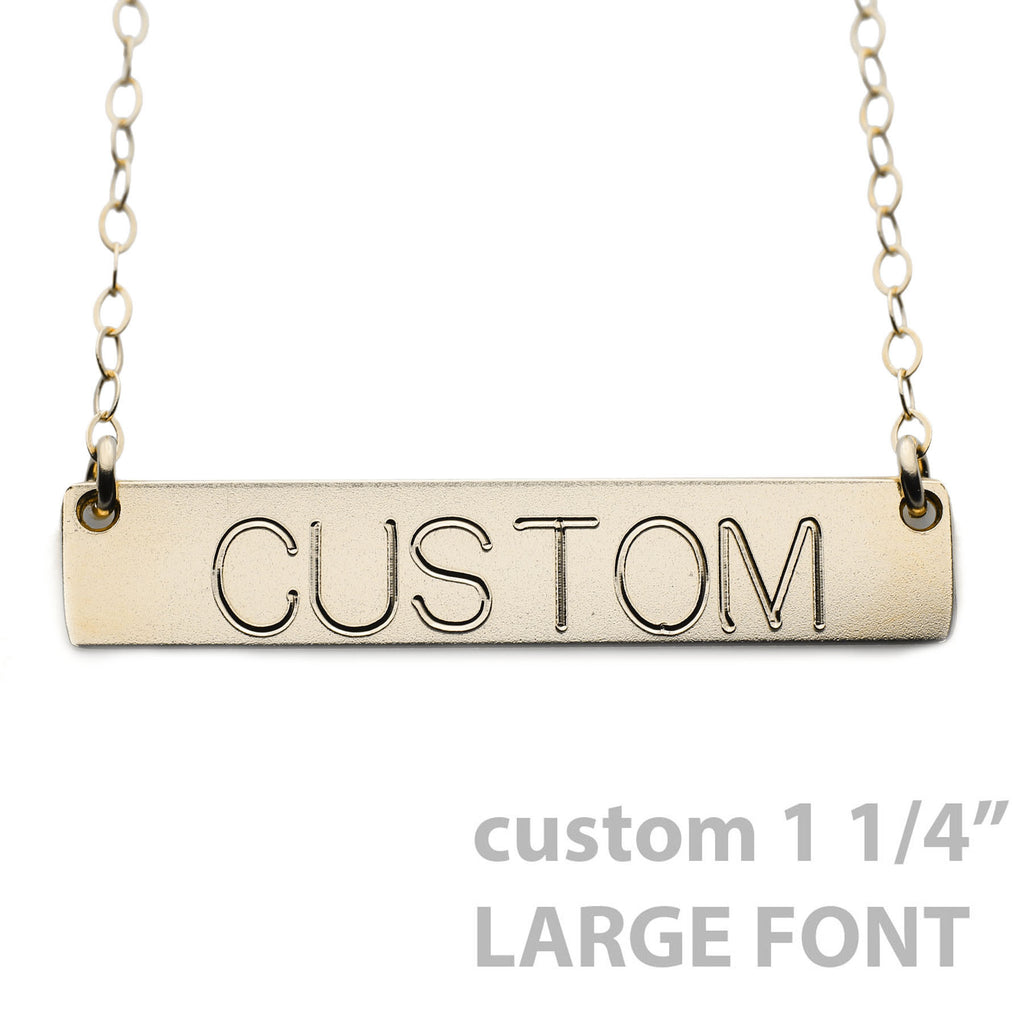 Gold Name Plate Necklace Custom Large Font 1 1/4"