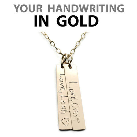 Custom Handwriting Vertical Bar Necklace
