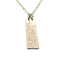 Custom Handwriting Vertical Bar Necklace