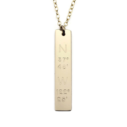 Latitude And Longitude Necklace Vertical