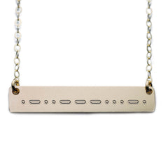 Name Plate Necklace Gold Custom Morse Code