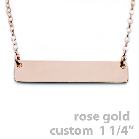 Gold Name Plate Necklace Custom Rose Gold 1.25"