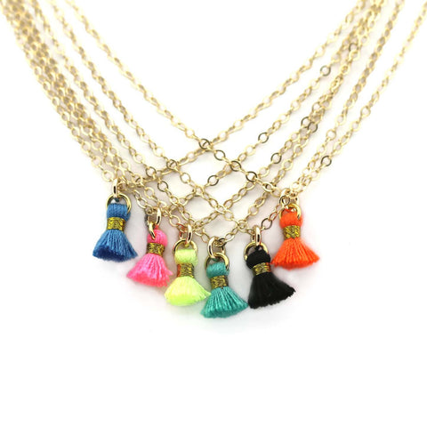 Tiny Tassel Charm Necklace