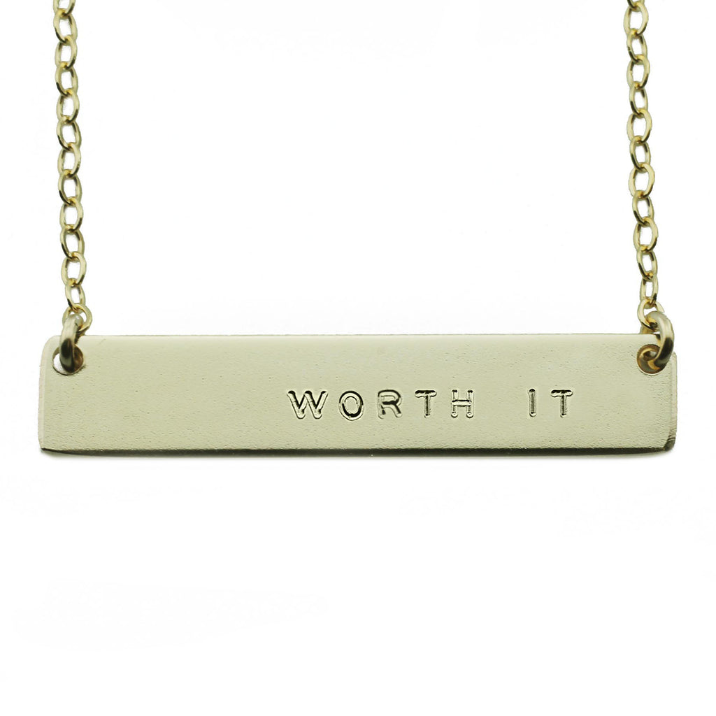 WORTH IT NAMEPLATE NECKLACE